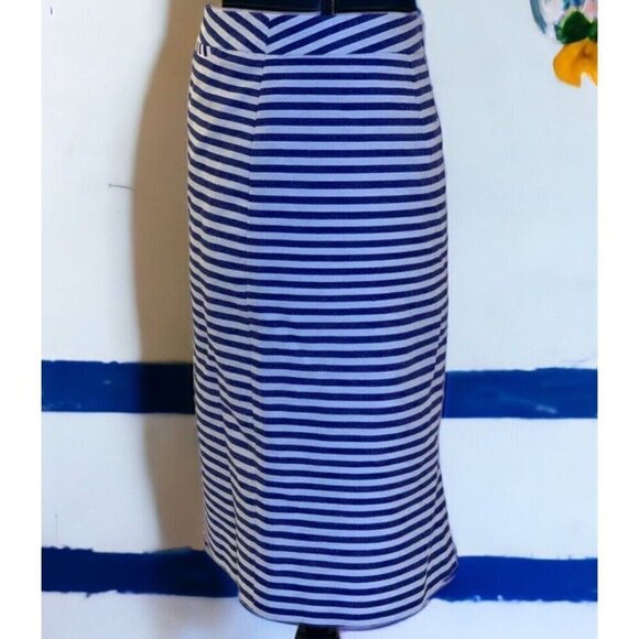 Halogen Womens Blue White Striped Straight Pencil Skirt Size 14 Lined Classy - Picture 9 of 16